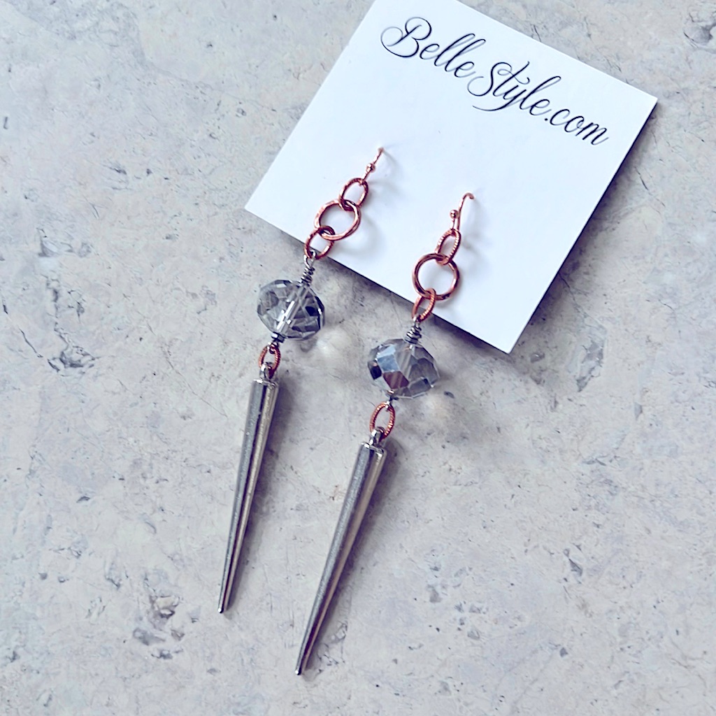 Bellestyle Crystal Spike Earrings